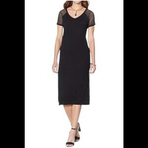 Skinnygirl Women's V-Neck Midi Dress Black - Regular